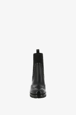 Absatzstiefeletten aus Leder und Strick Brogue 50