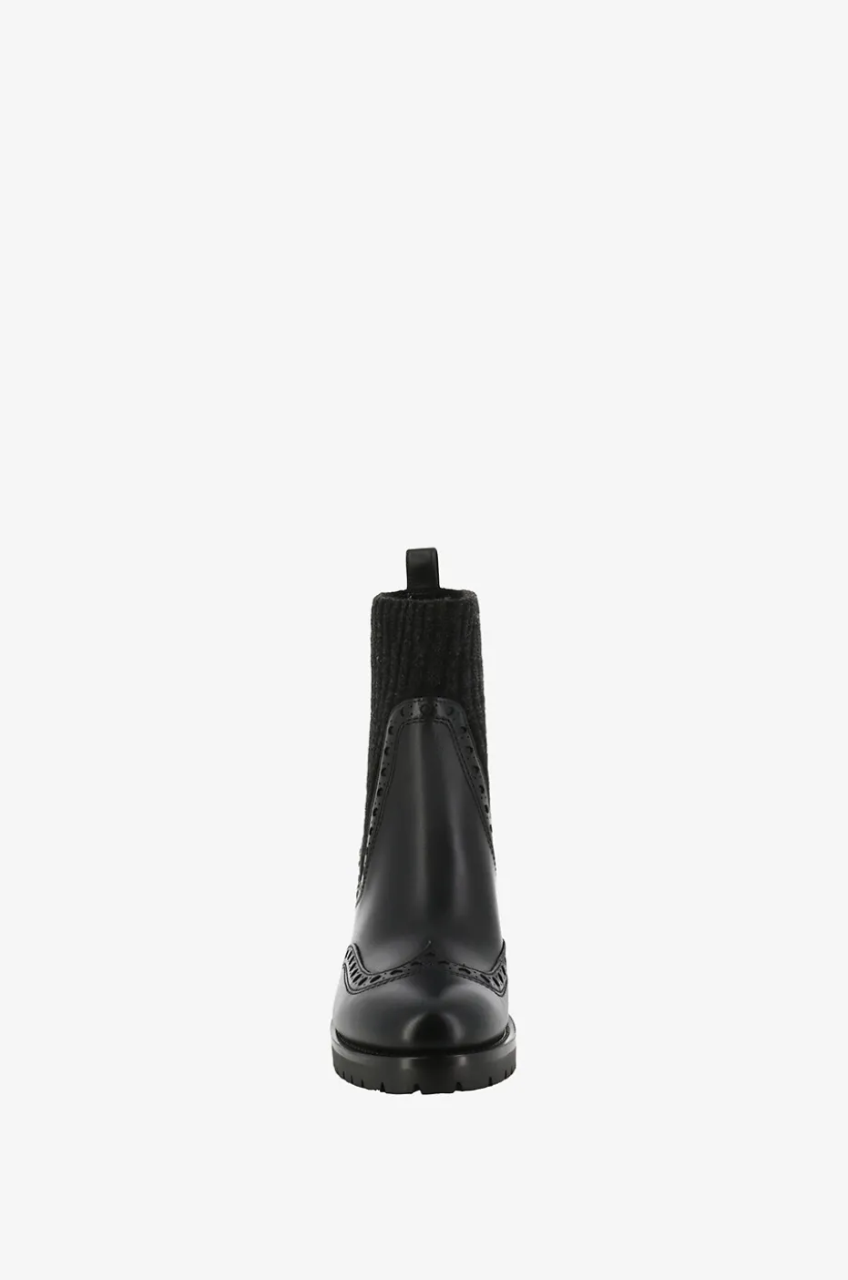 Absatzstiefeletten aus Leder und Strick Brogue 50