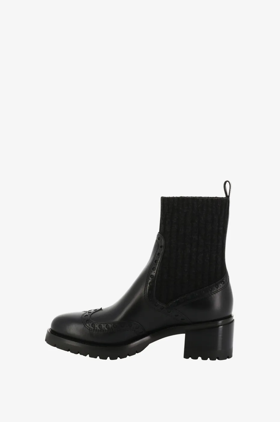 Absatzstiefeletten aus Leder und Strick Brogue 50