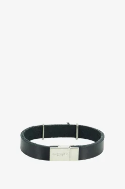 Armband aus Leder und silbernem Metall mit Monogramm Opyum