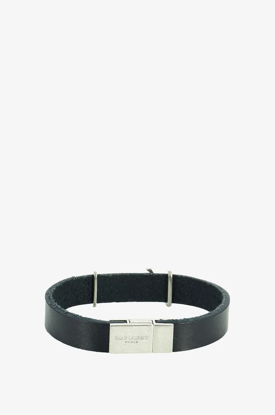 Armband aus Leder und silbernem Metall mit Monogramm Opyum