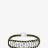 Armband aus Lurex und Silber mit Moissanit Buzios Kaki Foncé