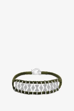 Armband aus Lurex und Silber mit Moissanit Buzios Kaki Foncé