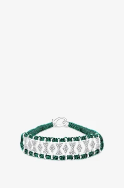 Armband aus Lurex und Silber mit Moissanit Buzios Emerald