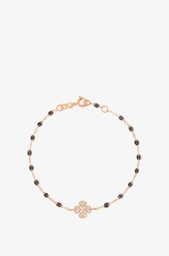 Armband aus Roségold mit Harzperlen und Diamant Lucky Trèfle