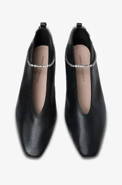 Ballerinas aus Leder mit Kristall-Knöchelriemchen Emery