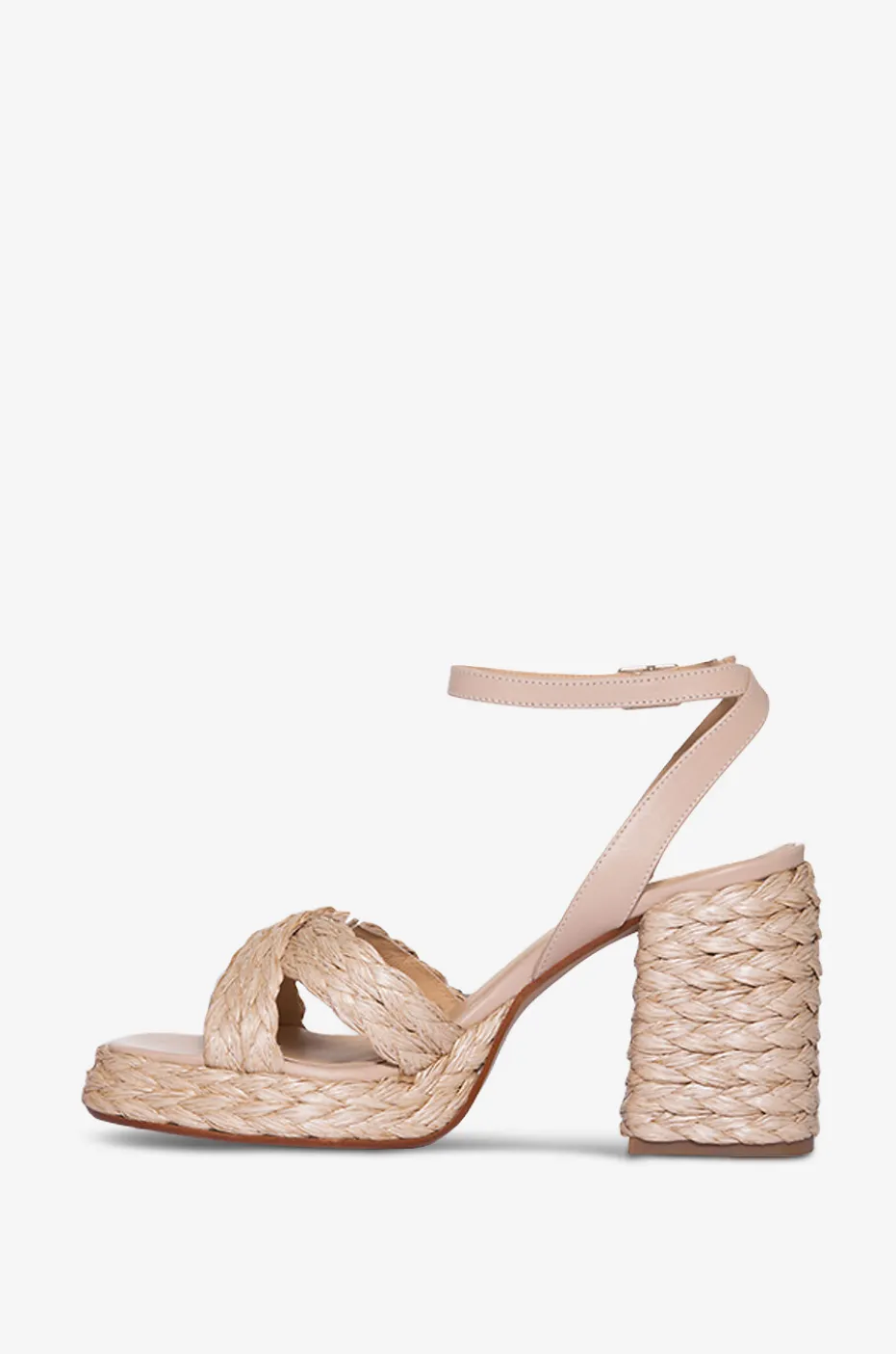 Bast-Flecht-Sandalen mit Absatz Valeriette