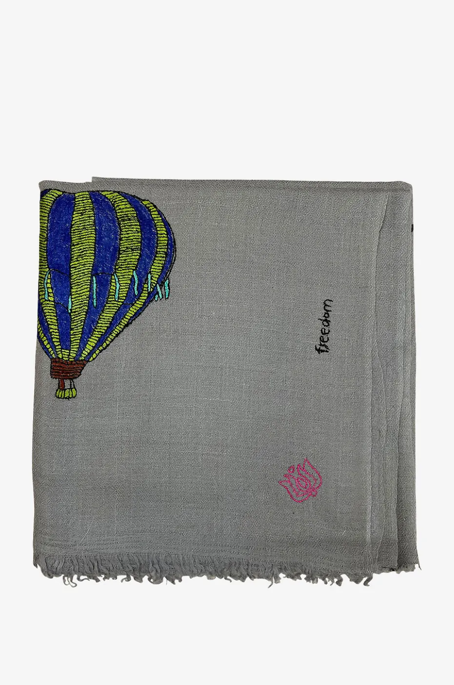 Bestickter Kaschmirschal Minimal Embroidery FREEDOM