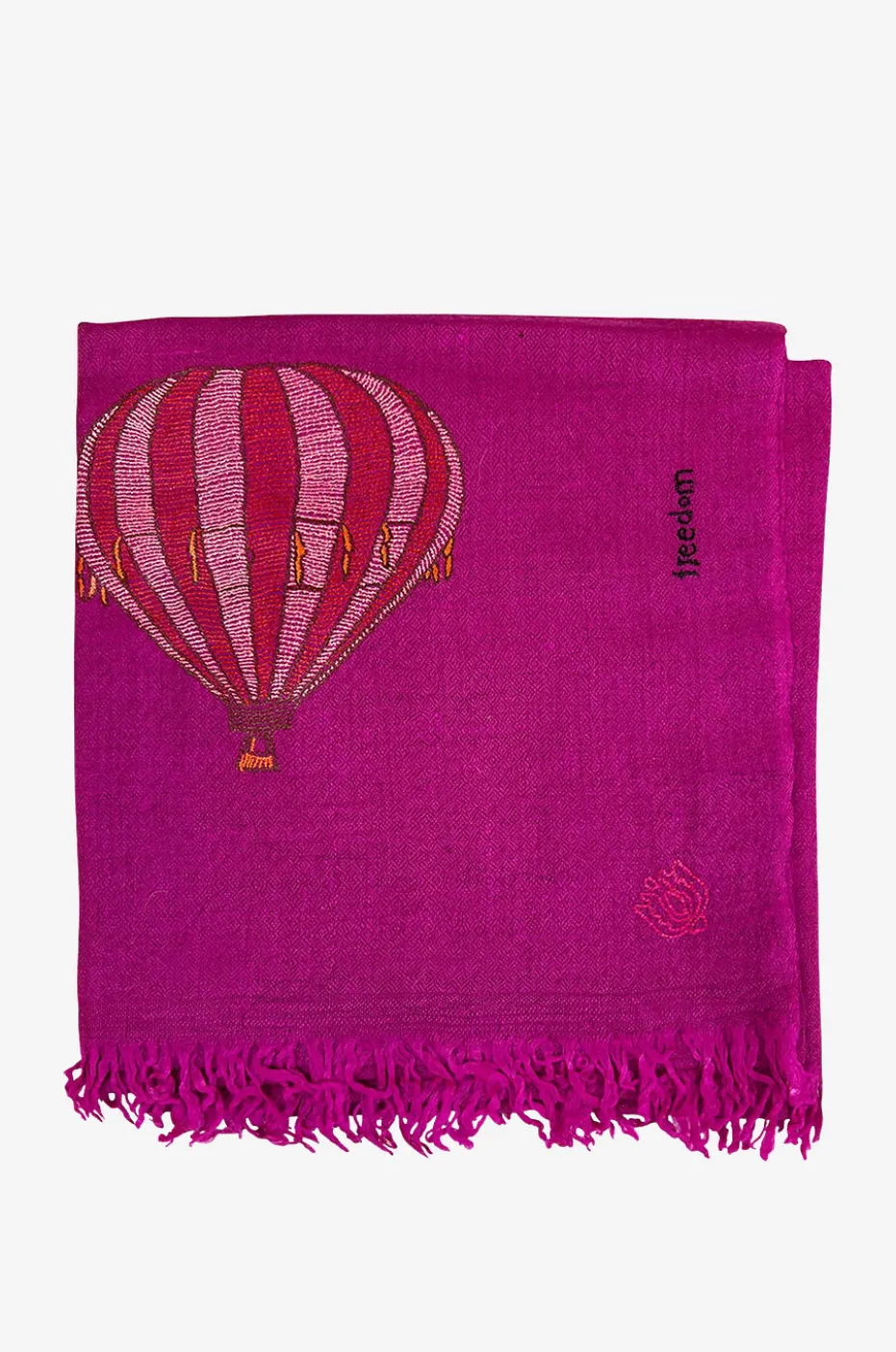 Bestickter Kaschmirschal Minimal Embroidery FREEDOM