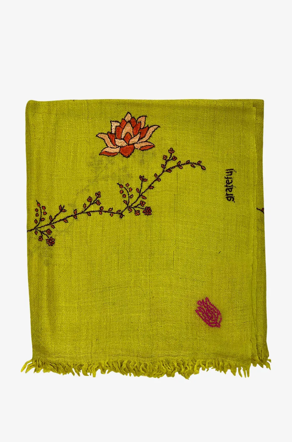 Bestickter Kaschmirschal Minimal Embroidery GRATEFUL