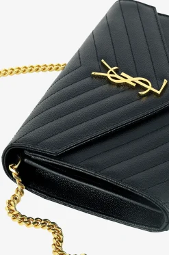 Brieftasche mit Kettengurt aus gestepptem Leder Cassandre