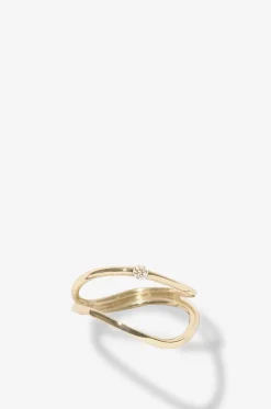 Doppelter Gelbgold-Ring mit Diamant Dune N°2