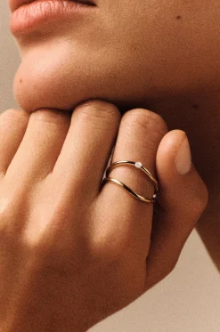Doppelter Gelbgold-Ring mit Diamant Dune N°2