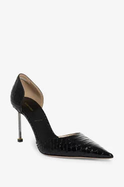 D'Orsay-Pumps aus glänzendem Leder in Python-Optik 85