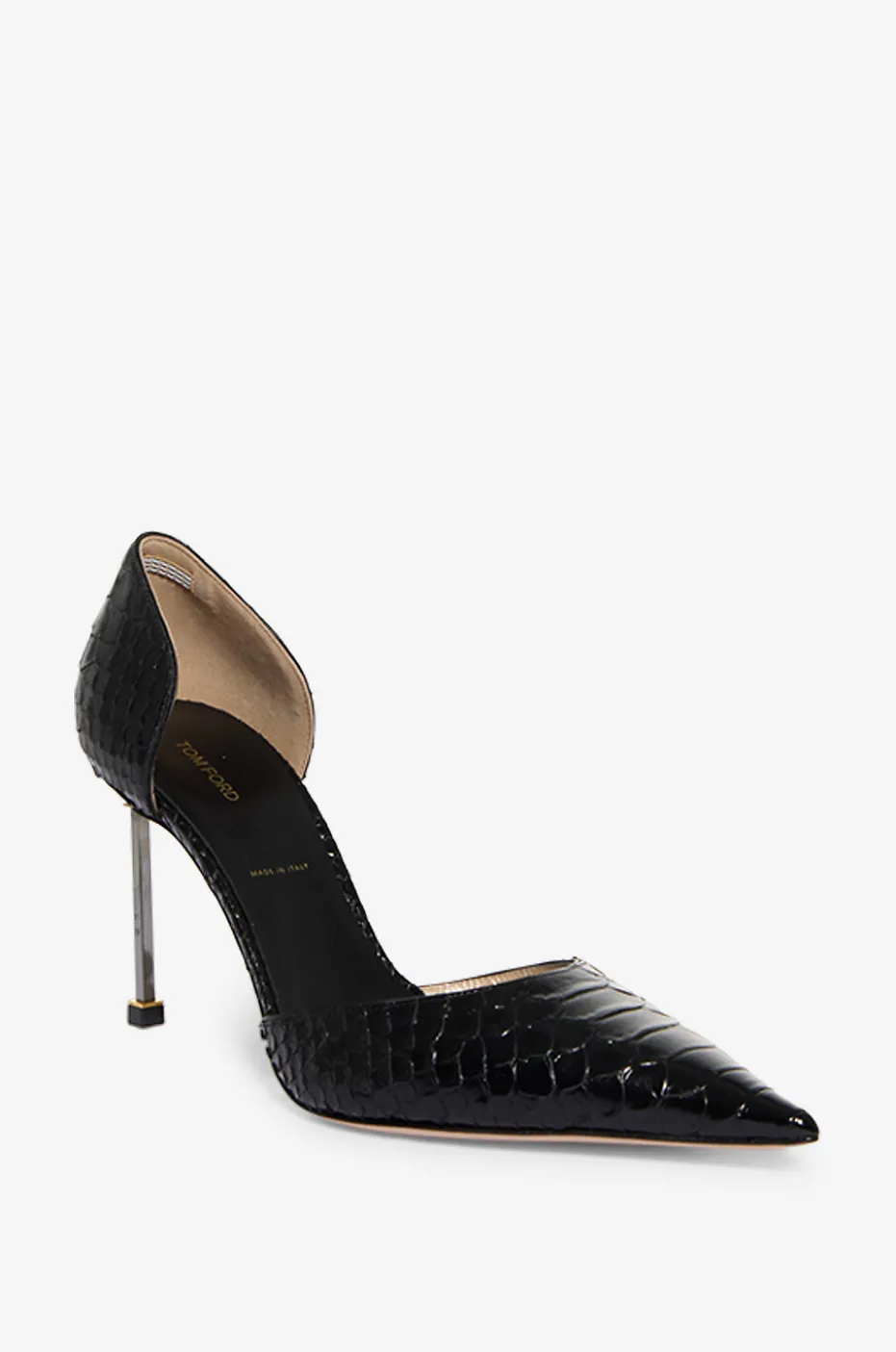 D'Orsay-Pumps aus glänzendem Leder in Python-Optik 85