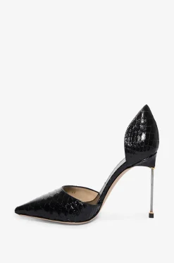 D'Orsay-Pumps aus glänzendem Leder in Python-Optik 85