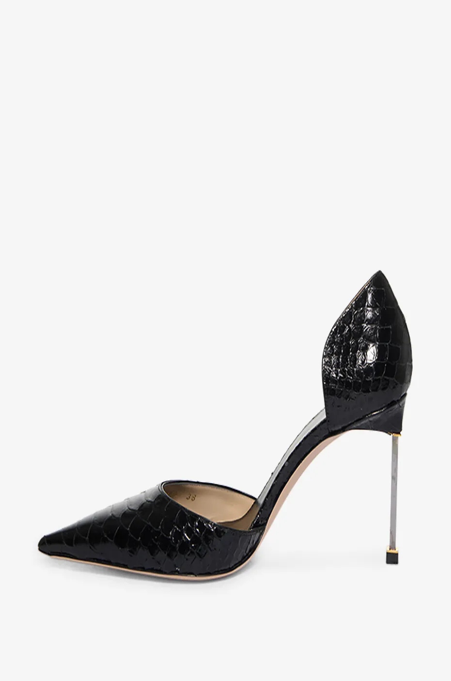 D'Orsay-Pumps aus glänzendem Leder in Python-Optik 85
