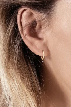 Einzelne Creole aus Roségold und Diamant Stardust