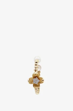 Einzelne Gelbgold-Creole mit Diamanten Must-Have