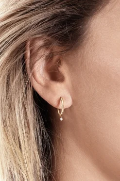 Einzelne Roségold-Creole mit Diamant Stardust M