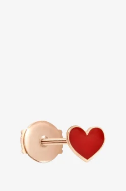 Einzelner emaillierter Roségold-Ohrstecker Emoji Coeur
