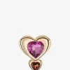 Einzelner Gelbgoldohrstecker mit Tourmalin und Granat Double Heart