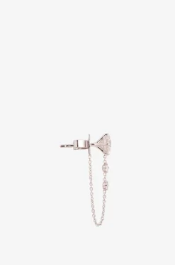 Einzelner Weissgold- und Diamantohrstecker The Round Brilliant Chain Stud