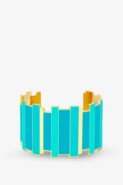 Emaillierte goldene Manschette Inès Multicolore - Bleu Turquoise - 30 mm