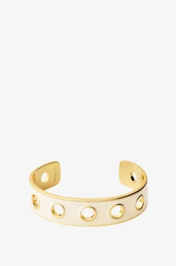 Emaillierter Armreif Eyelet Blanc Sable - 15 mm