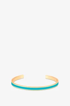 Emaillierter goldener Armreif Bangle 44 mm - Bleu Turquoise
