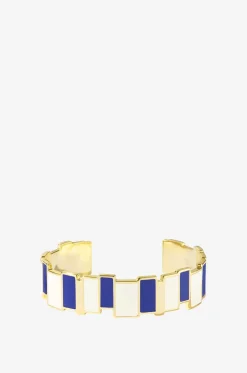 Emaillierter goldener Armreif Inès Multi Bleu Marine - 15mm