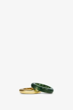 2er-Set Ringe aus Gold und Moosachat Albert & Essential