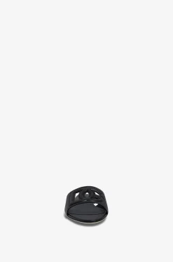 Flache Glattleder-Pantoletten mit Monogramm Bianca 05