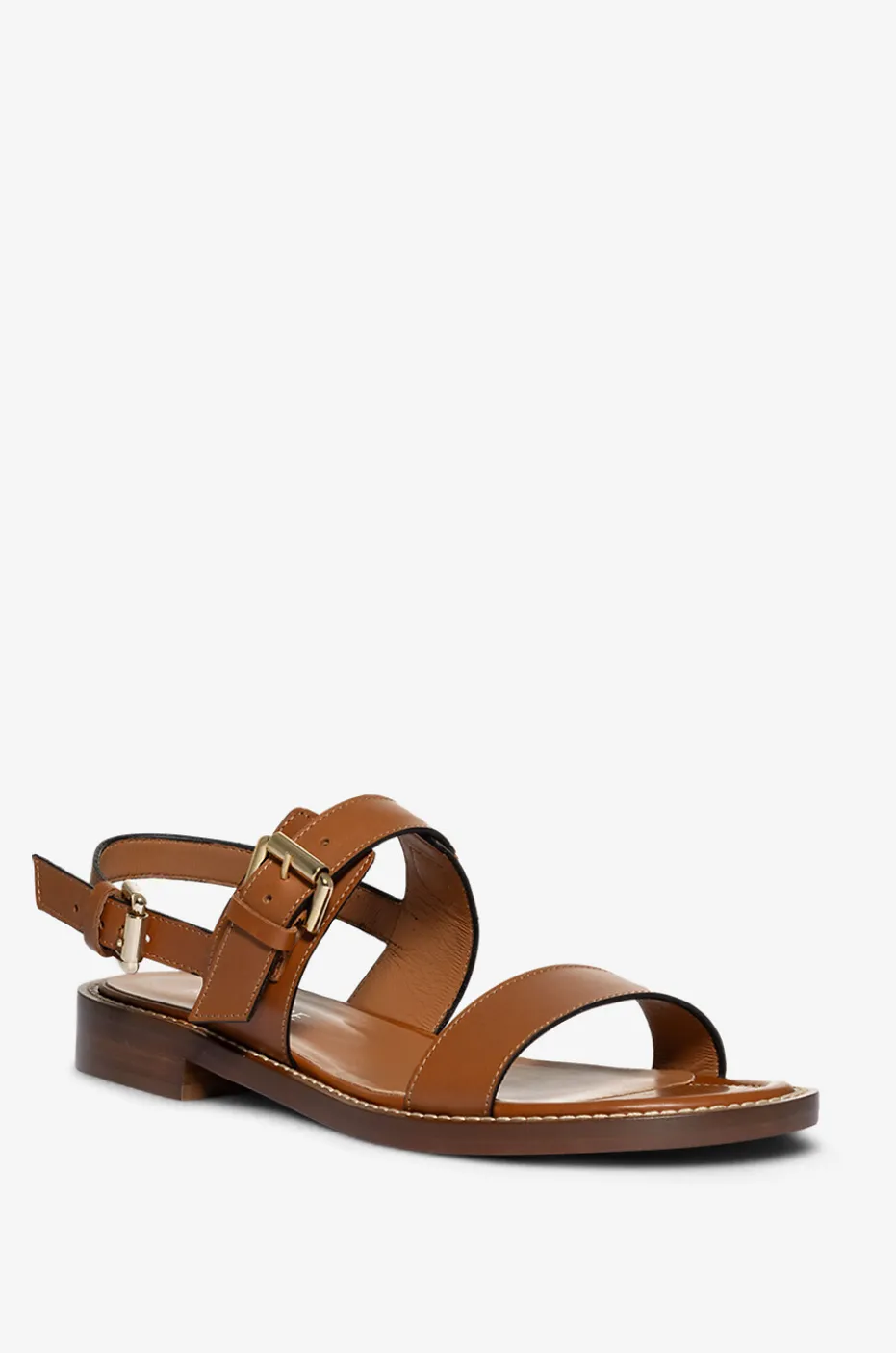 Flache Glattledersandalen Qi