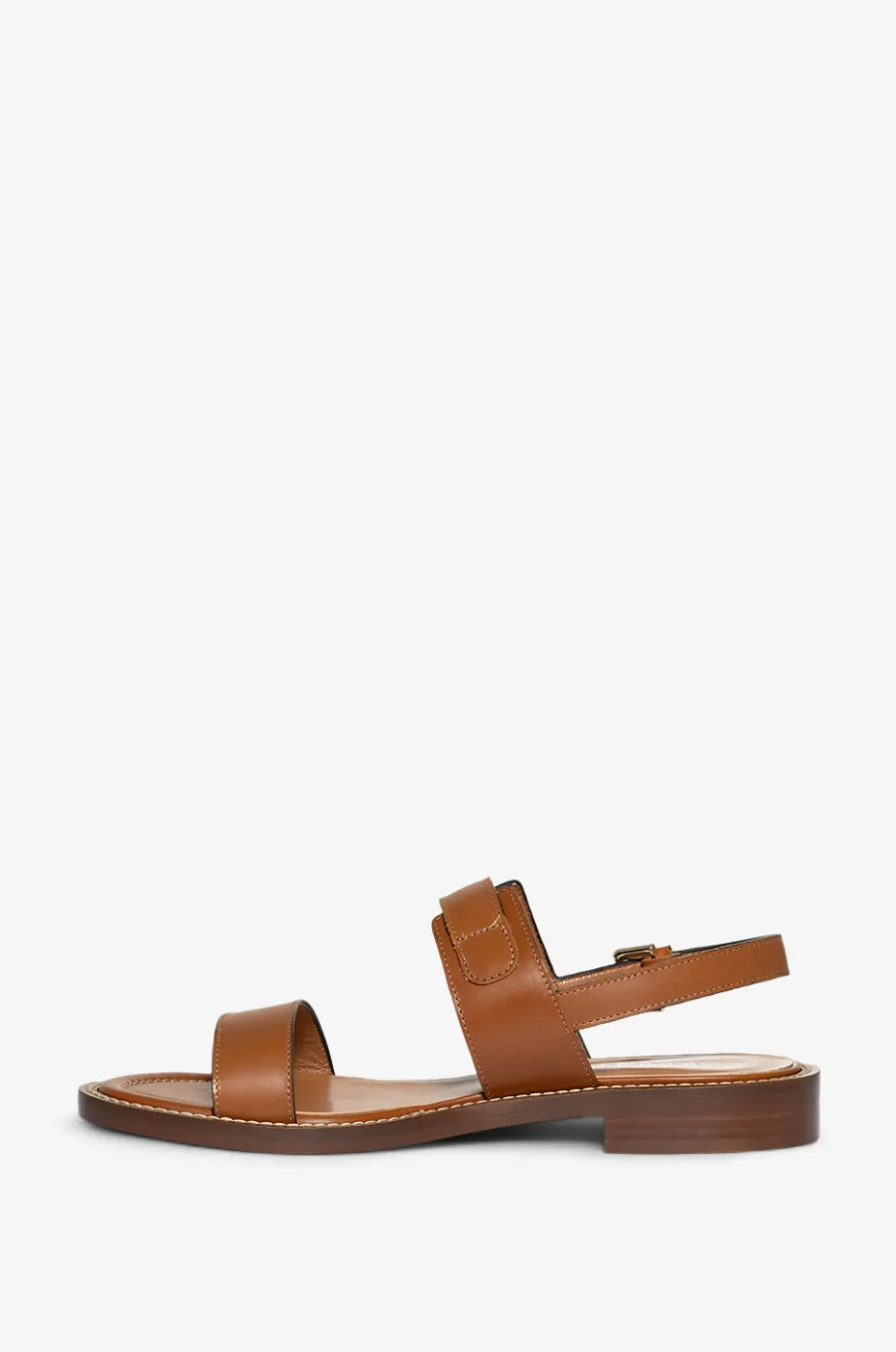 Flache Glattledersandalen Qi