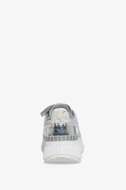Flache Keilsneakers aus Mesh und Metallic-Leder Nama