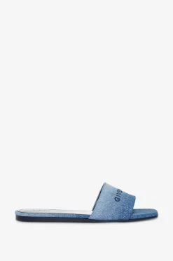 Flache Pantoletten aus Denim im Farbverlauf 4G