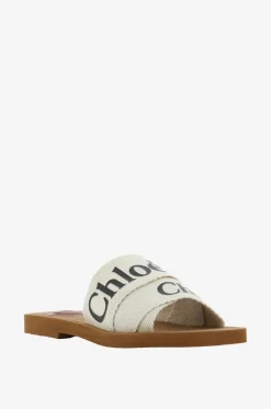 Flache Pantoletten aus Leinen Woody