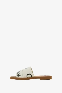 Flache Pantoletten aus Leinen Woody