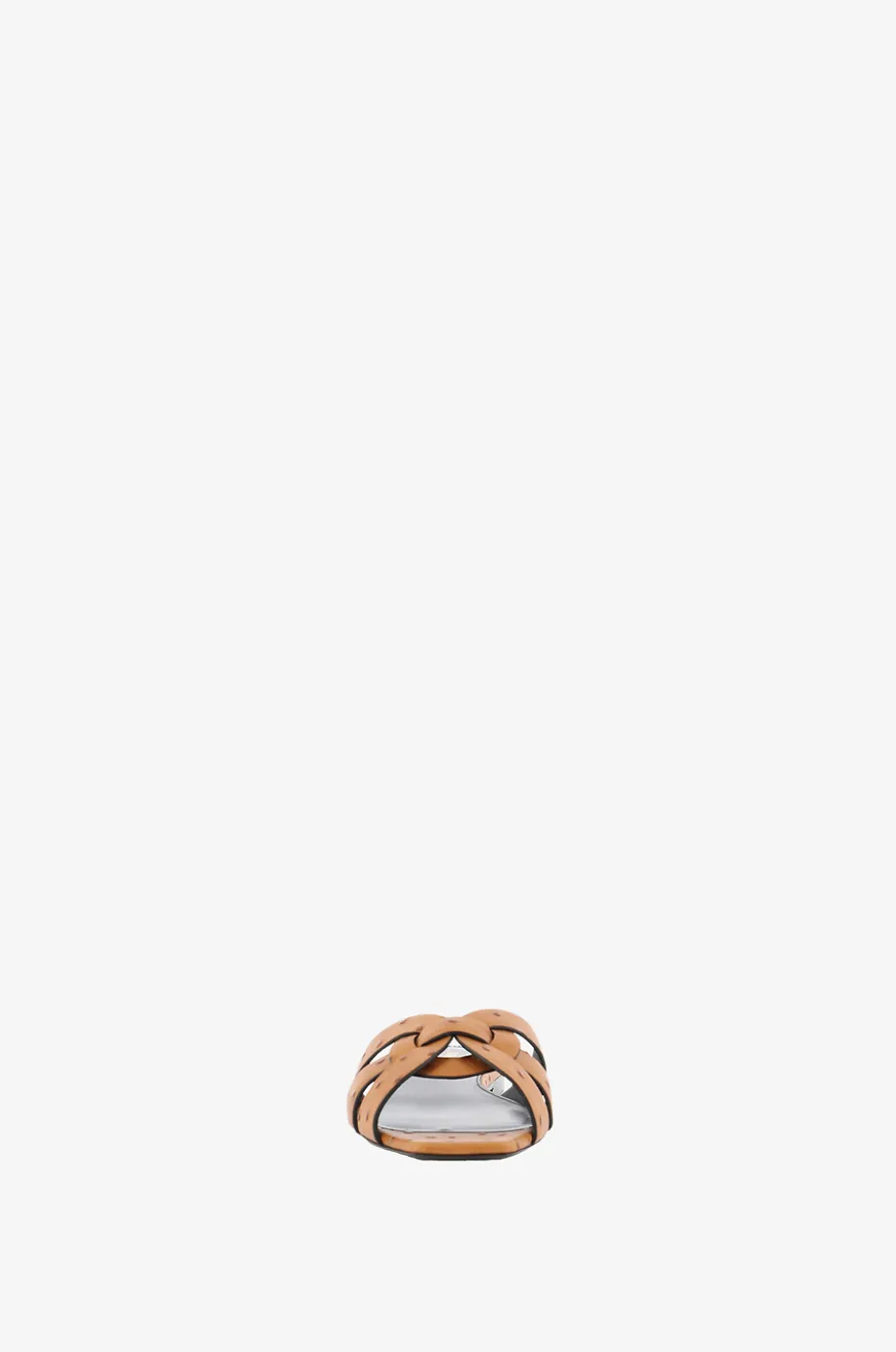 Flache Pantoletten aus Leder in Straussen-Optik Tribute 05
