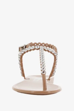 Flache PVC-Sandalen mit Kristallen Almost Bare