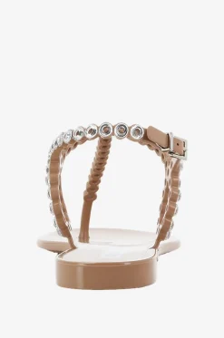 Flache PVC-Sandalen mit Kristallen Almost Bare