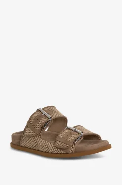 Flache Sandalen aus Bast Totem Raphia