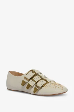 Flache Schuhe aus Leder mit Nieten und Schnallen Susanna