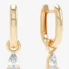 Gelbgold- und Diamantohrringe Allday Polished Huggies Diamond Drop