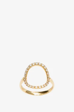 Gelbgold- und Diamantring Ovale
