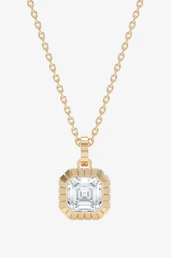 Gelbgoldhalskette mit Diamant Eternity Engraved Asscher