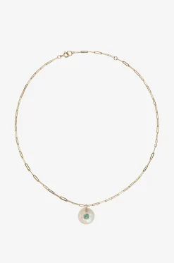 Gelbgoldhalskette mit Mondstein und Opal Milo