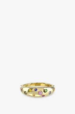 Gelbgoldring mit buntem Saphir Rainbow Sprinkle