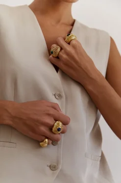 Geriffelter goldener Ring mit Malachit Reef